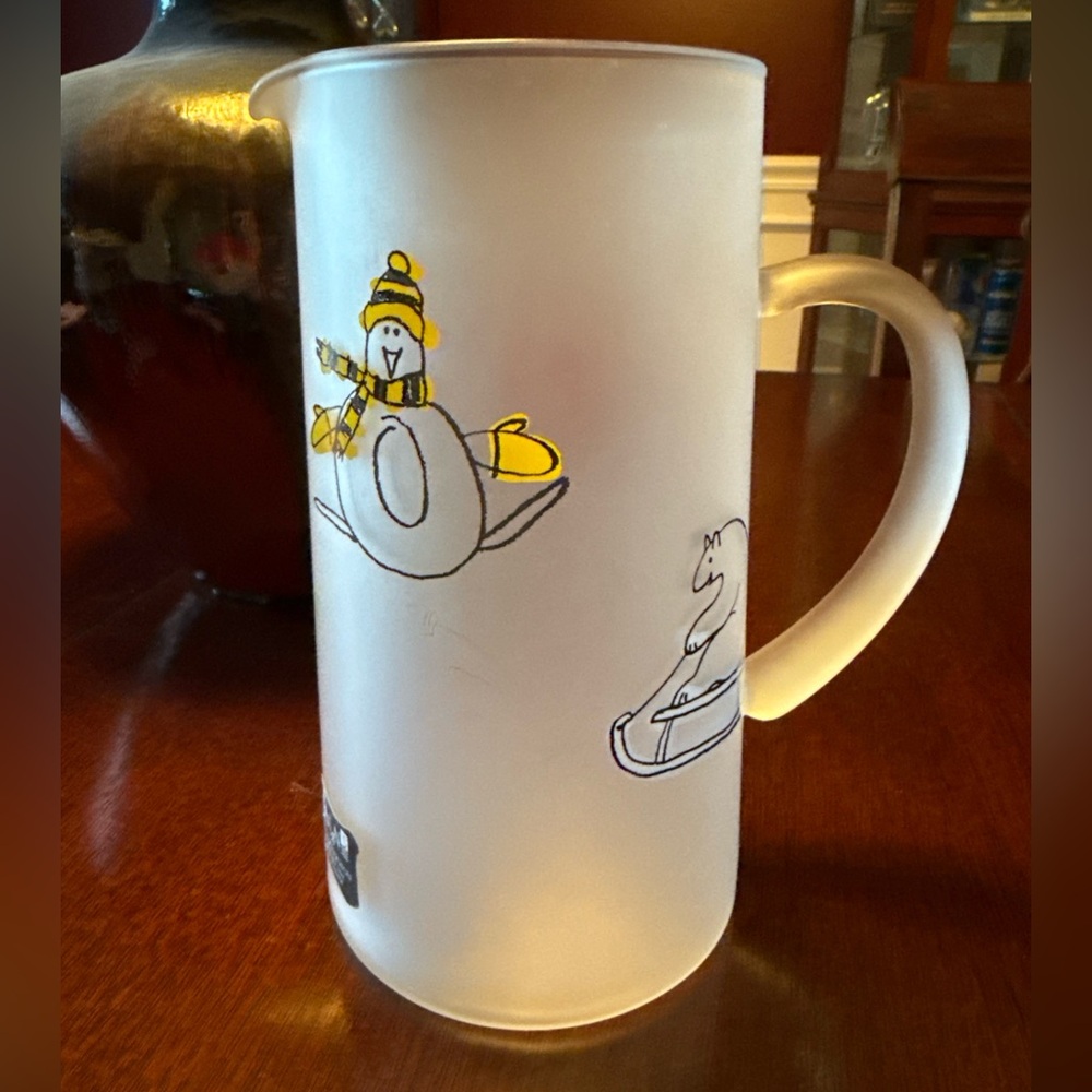 Vintage Designs by Dartington Christmas Pitcher Frosted Glass Winter Friends